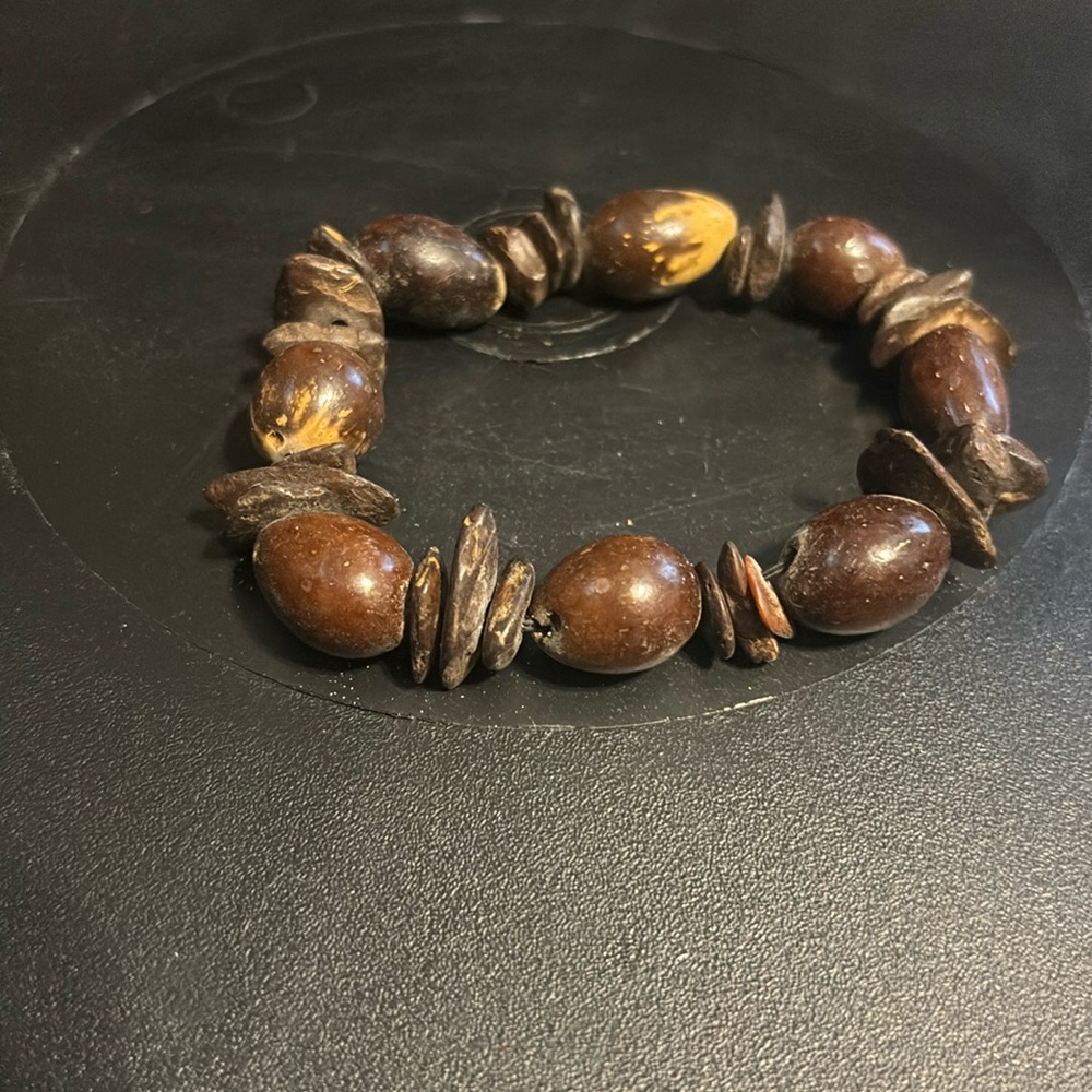 Distressed wooden beaded bracelet
